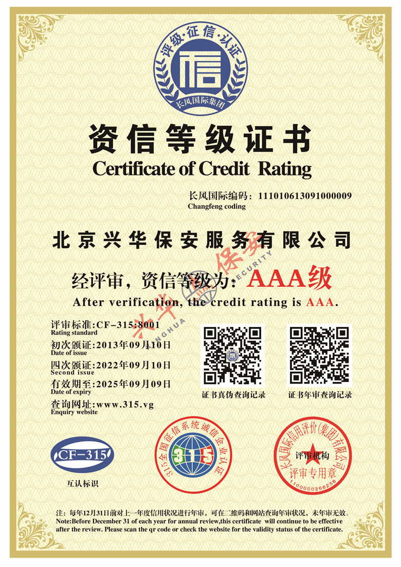 资信等级证书